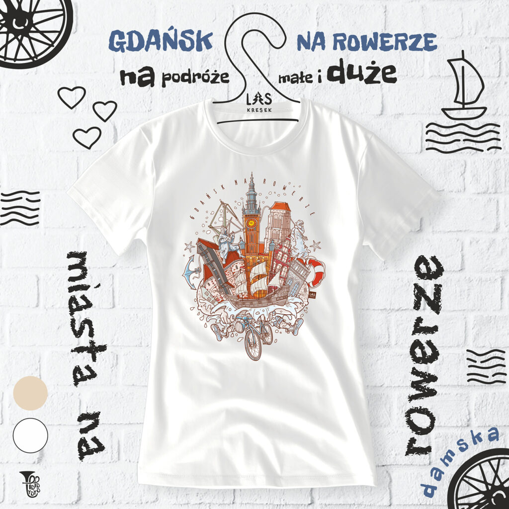 Fajna koszulka dla rowerzystki, co kupić rowerzystce na prezent? Koszulka miasta na rowerze to dobry pomysł na prezent dla każdej podróżniczki. Toruń na rowerze.